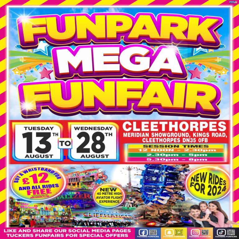 Poster Advertising Cleethorpes Funpark Mega Funfair